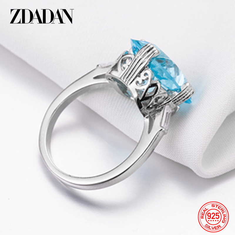 ZDADAN 925 スターリングシルバーチャームスクエアア - Turquoise Stone Ring のレビューと価格