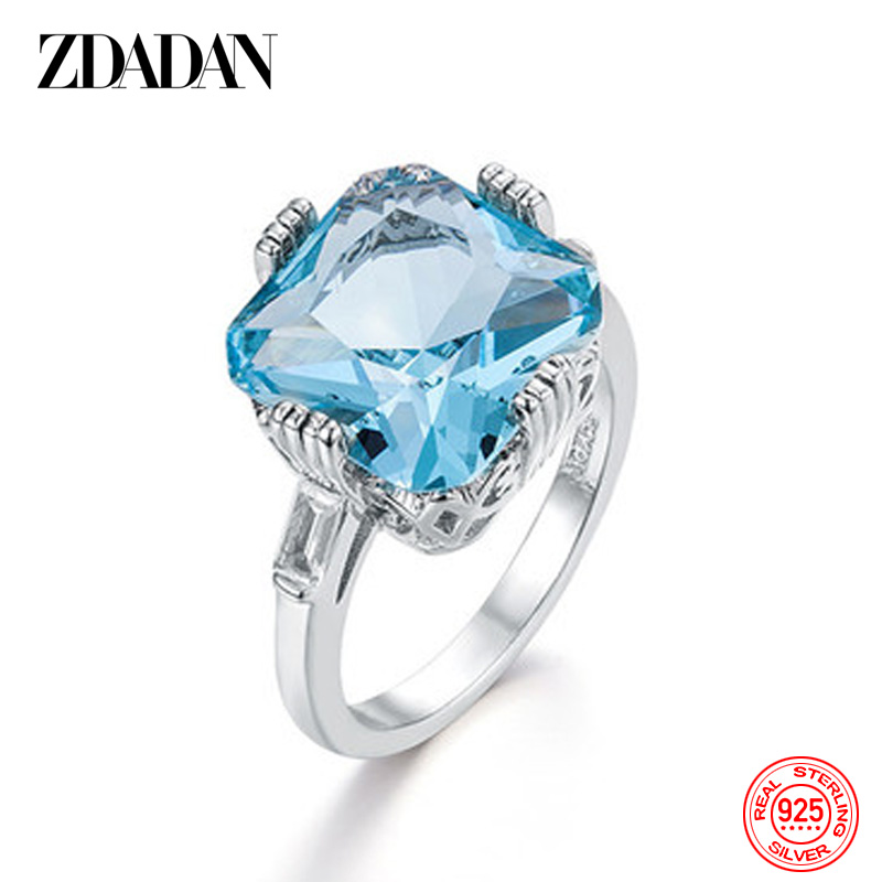 ZDADAN 925 スターリングシルバーチャームスクエアア - Turquoise Stone Ring のレビューと価格