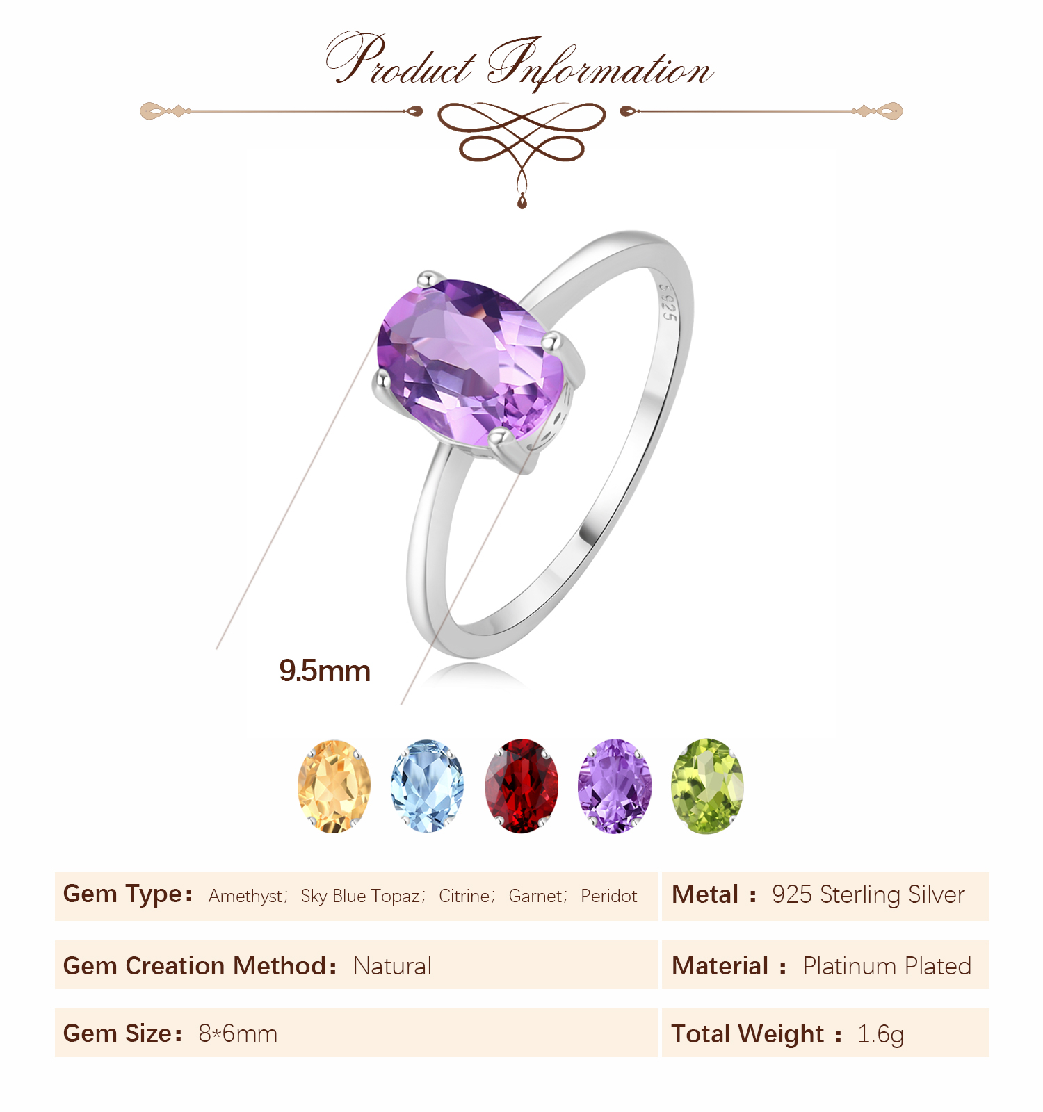 ポティーナチュラル 1.45カラット ガーネット シトリン  - Turquoise Stone Ring のレビューと価格