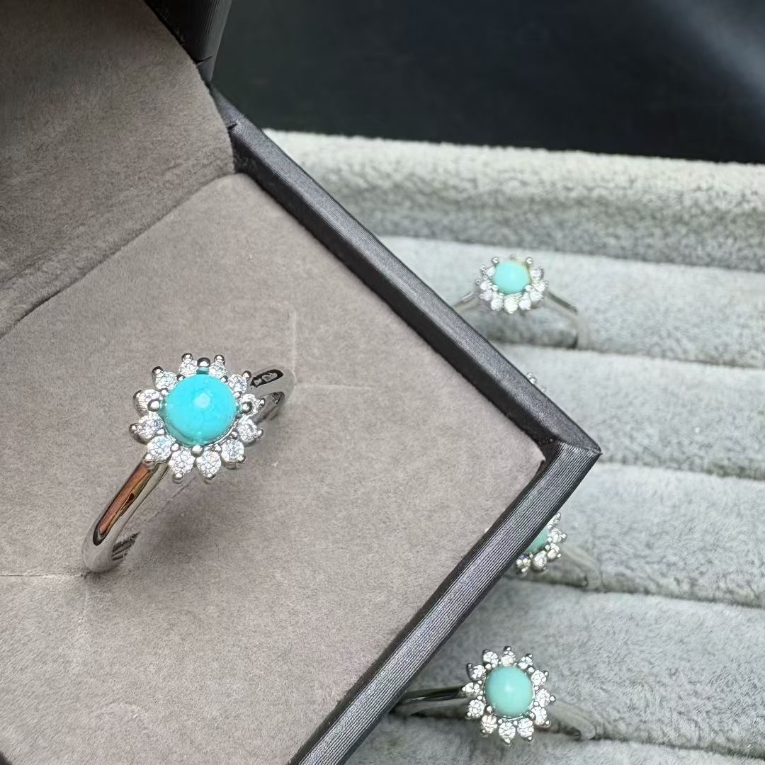 1Pc Fengbaowu 天然ターコイズリング 4 ミリメ - Turquoise Stone Ring のレビューと価格