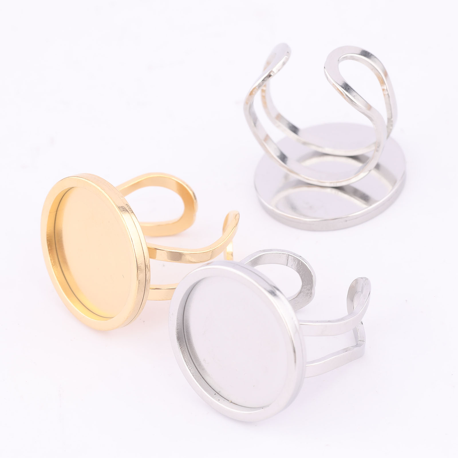 5 個 18 ミリメートルラウンドカボションリングベゼル設定 - Gold Plated Ring のレビューと価格