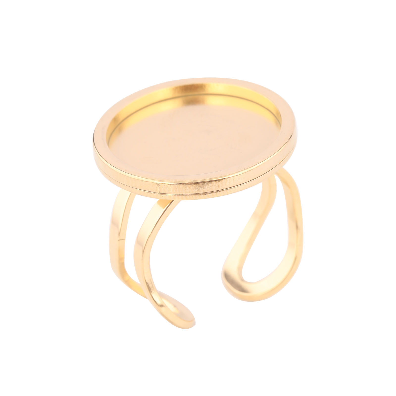 5 個 18 ミリメートルラウンドカボションリングベゼル設定 - Gold Plated Ring のレビューと価格