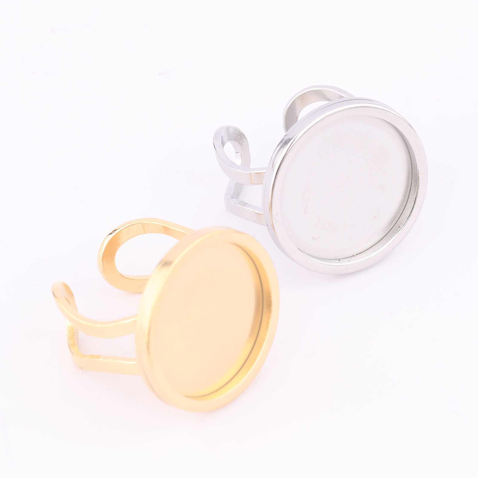 5 個 18 ミリメートルラウンドカボションリングベゼル設定 - Gold Plated Ring のレビューと価格