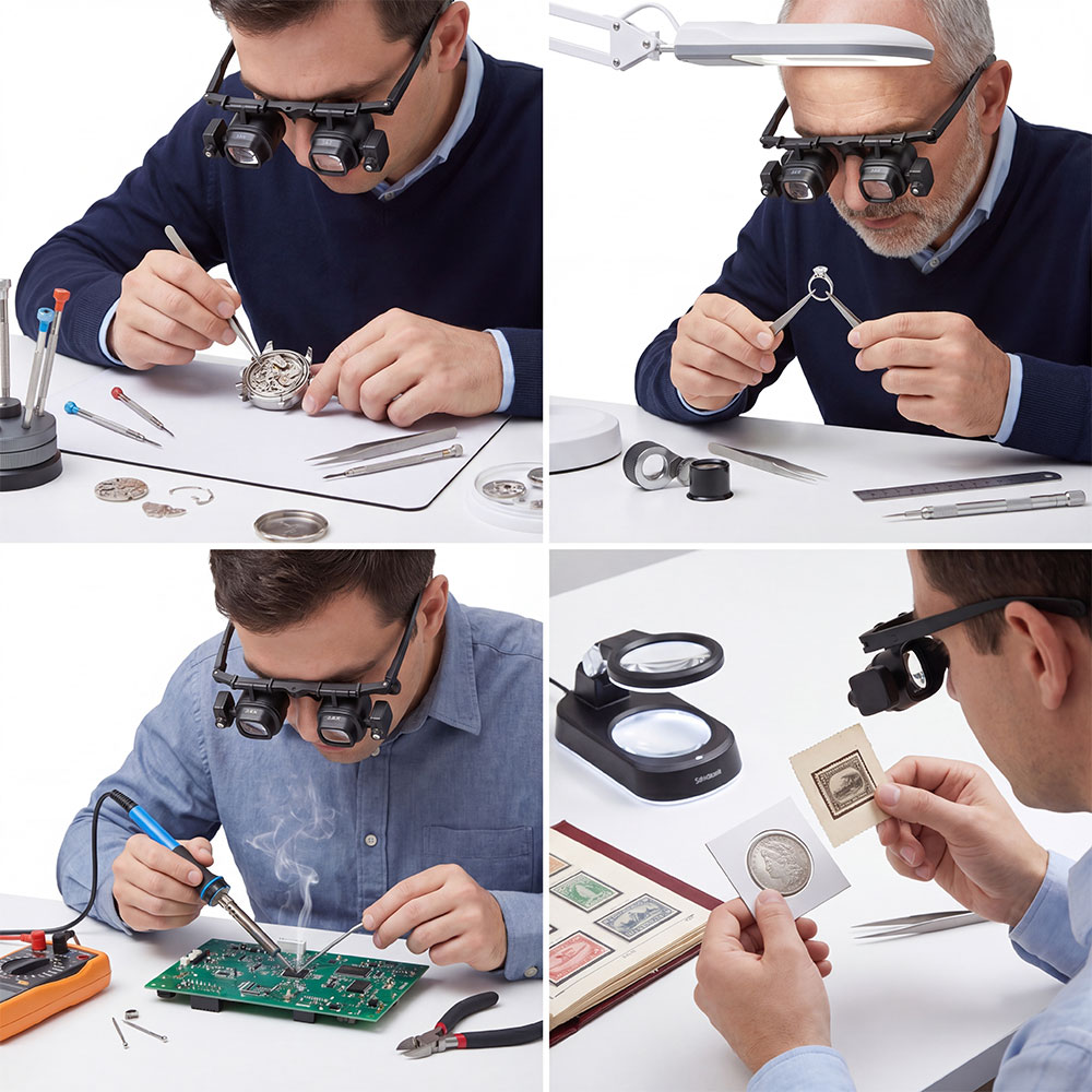 ポータブル 2X-24X ヘッドバンド拡大鏡 2 LED ラ - Jewelry Eyewear Watches & Accessories のレビューと価格