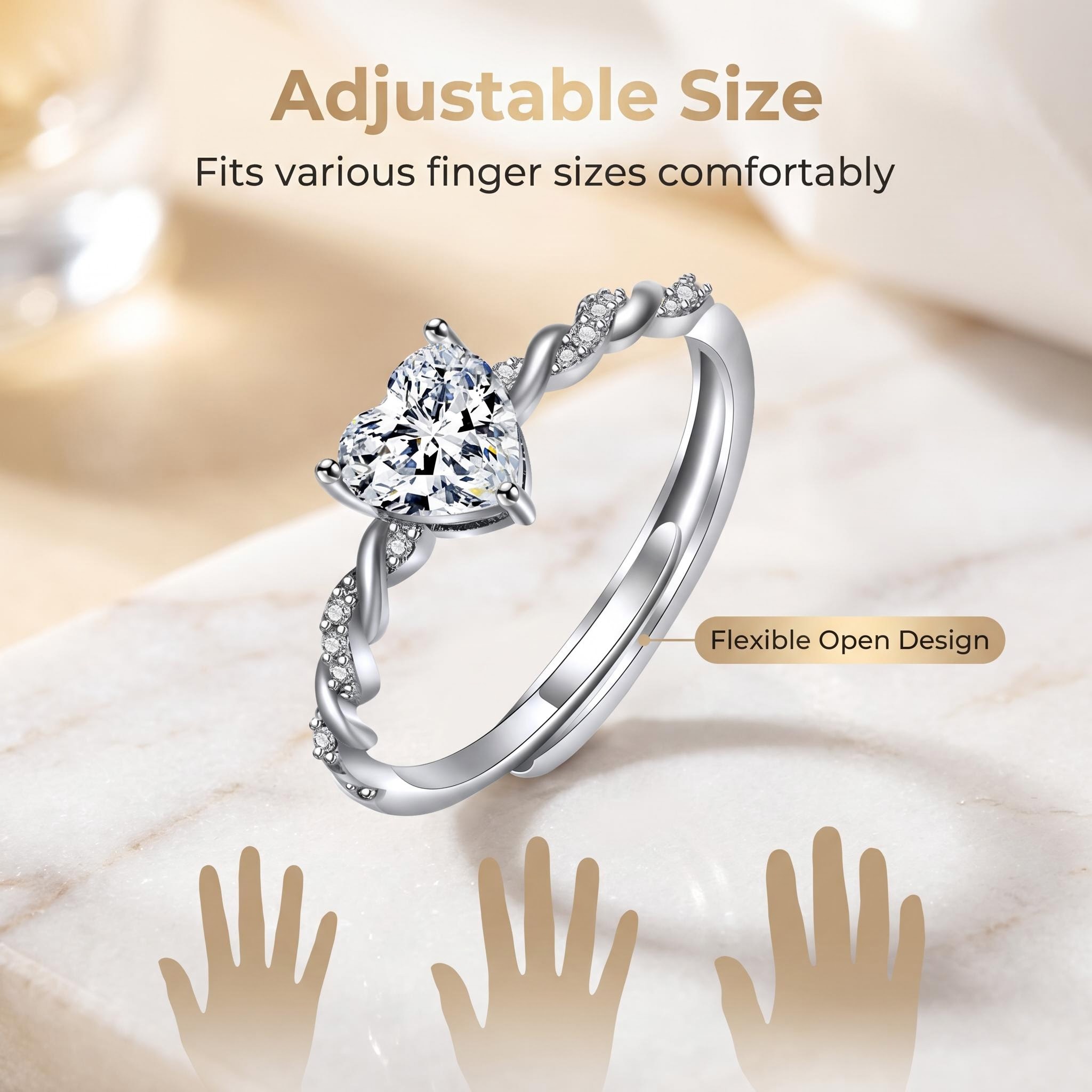 925 スターリングシルバーリングクラシックジルコン女性用高 - Statement Cocktail Ring のレビューと価格